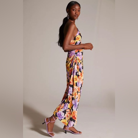 Anthropologie Geisha Designs Floral Asymmetrical Hem Midi Dress - Picture 4 of 17